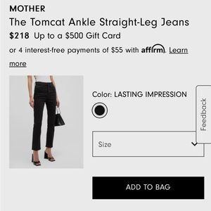 Mother Tom Cat Ankle Straight leg jean (NWOT) size 29